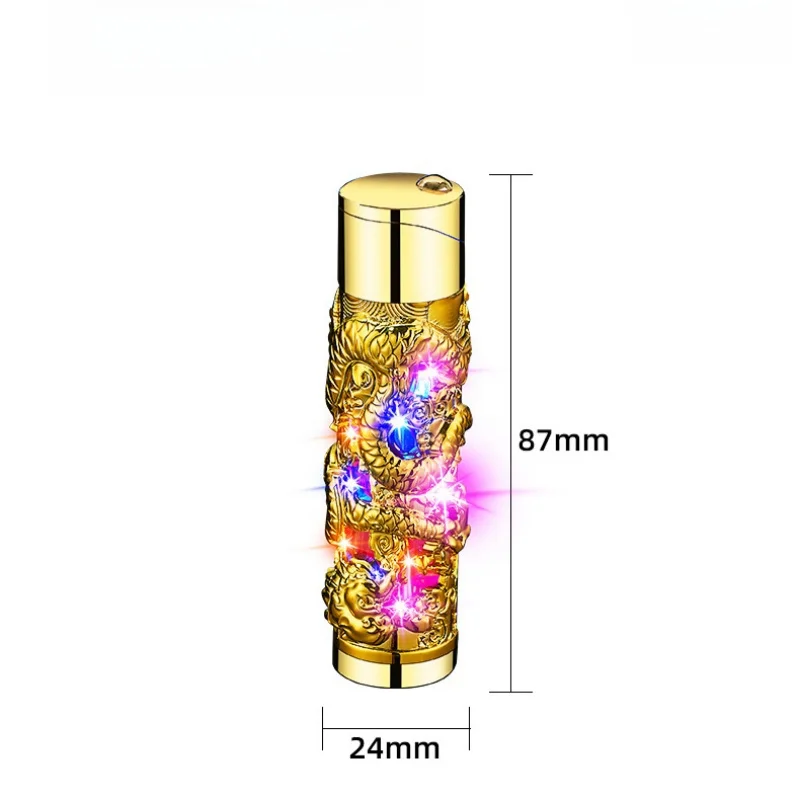 Metal Relief Lantern Inflatable Lighter Portable Windproof Butane Turbine Torch Jet Blue Flame Cigar Tool Fashionable Men's Gift
