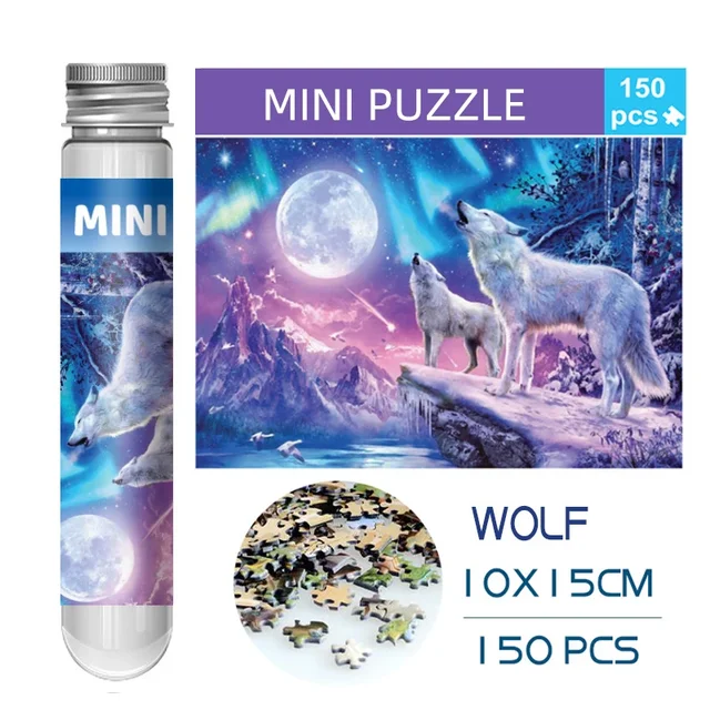 150PCS Mini Test Tube Jigsaw Puzzle The Wolf Decompression Toys Fidget Toys Famous Painting Puzzle Family Game Educational Toy 1