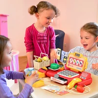 Kids Shopping Cash Register Toys Mini market Receiver Set Simulation Food Calculation Checkout Counter Toy Christmas Gifts 1