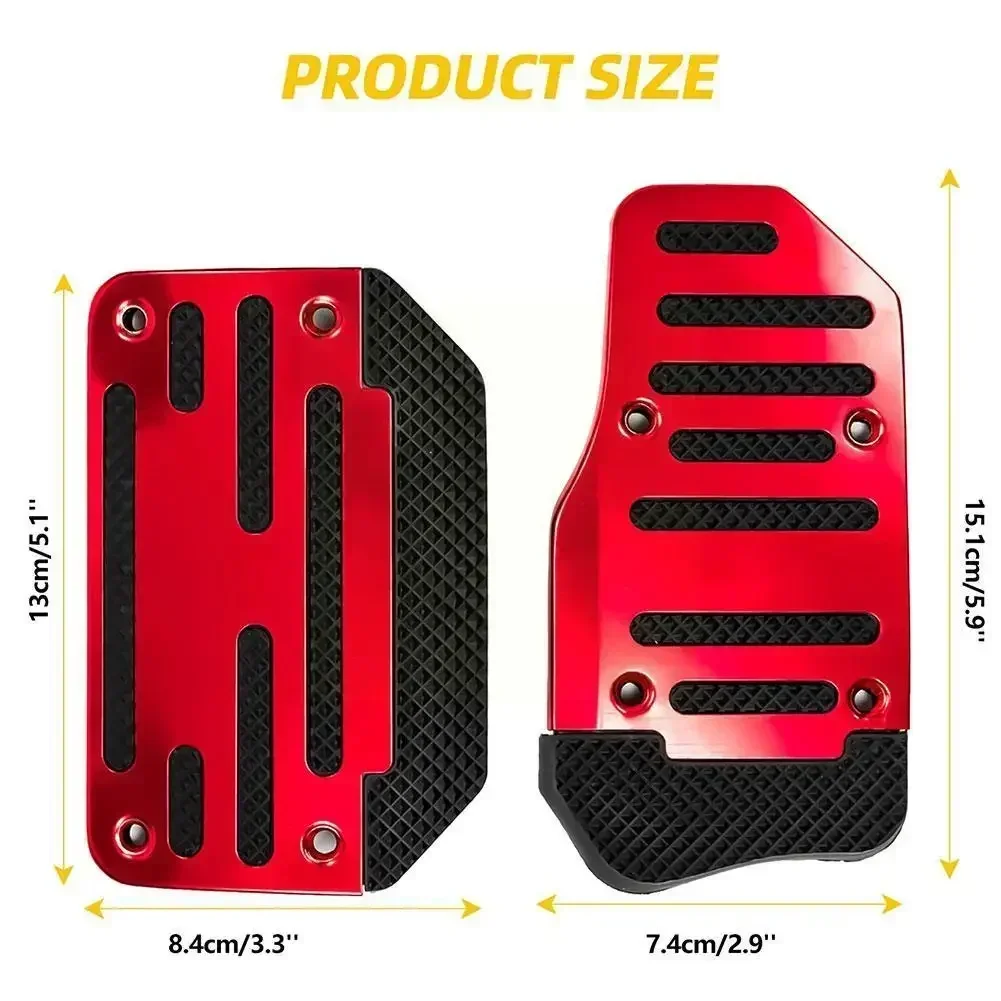 1 Set 2 Pcs Red Non-Slip Automatic Gas Brake Foot Pedal Pad Cover Car Auto Accessories High Quality Pedal Brake Tool Universal