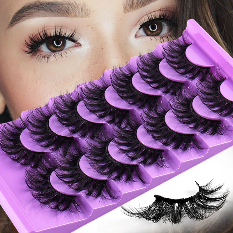 

Explosions 3d False Eyelashes Natural 7 Pairs Of Imitation Mink Hair Fried Hair Messy Thick One-Piece Grafting Eyelashes