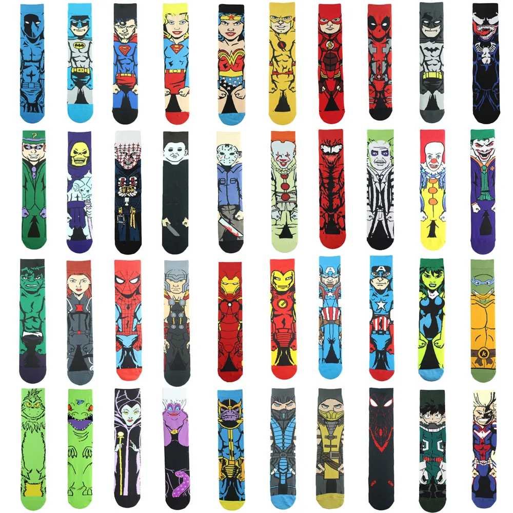 10 pairs Men's Cartoon Anime Cute Funny Cotton Socks