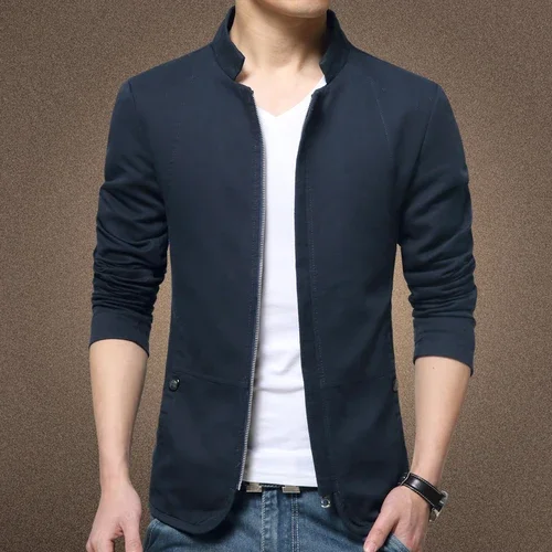 thumbnail image 1 of Chaqueta de negocios para hombre, chaqueta de cuello alto a la moda, abrigos para hombre, chaquetas casuales de negocios de corte entallado para hombre, ropa para hombre, abrigos de talla grande, 1 of 5