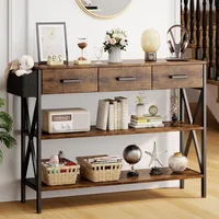 47" Console Table with 3 Drawers, Industrial Entryway Table with 3 Tier Storage Shelves 1