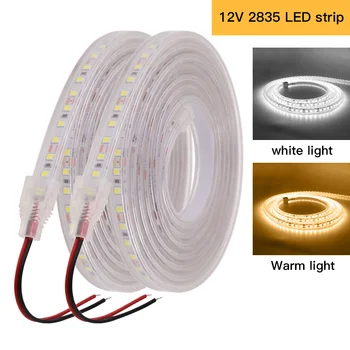 12V 24V LED 스트립 테이프 조명, 방수 2835 120Leds/m 리본 높은 밝은 LED 조명 흰색 따뜻한 흰색 자연 흰색 방 장식