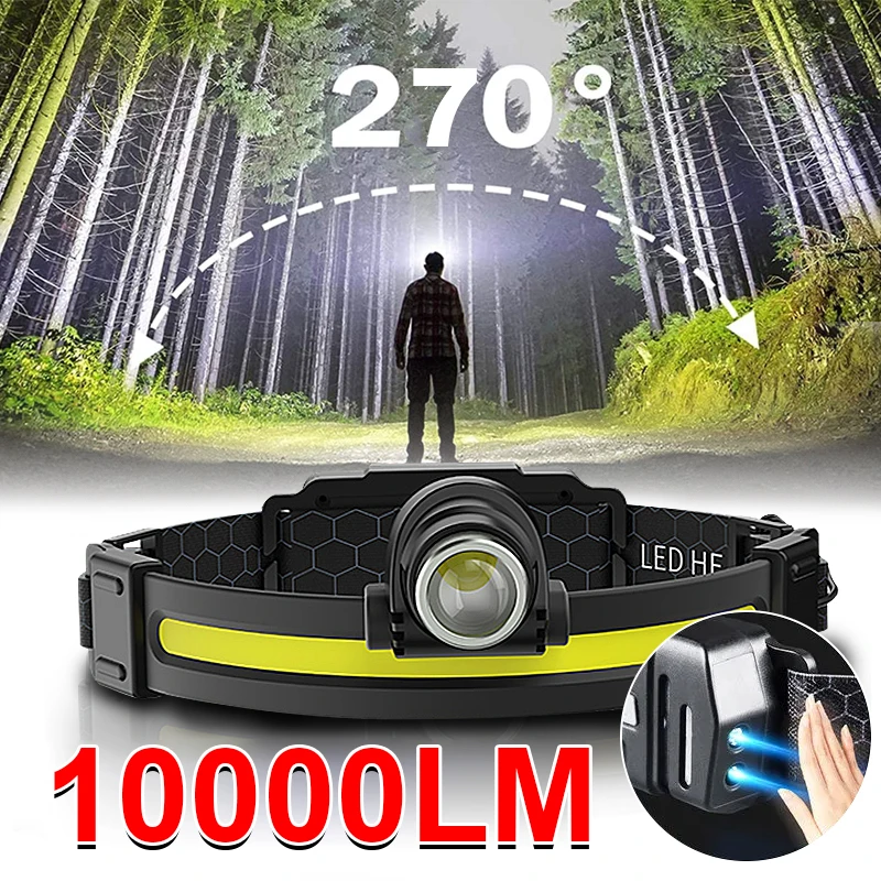 Linterna Frontal LED XPG Recargable, Inducción De Onda, 500 Lm Resistente Al Agua Para Trabajo Likrtyny