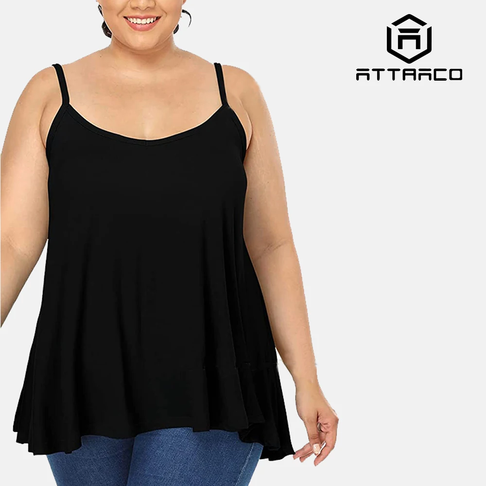 

Attraco Women Camisole Plus Size Modal Loose-Fitting Fabric Scoop Neck Tops Adjustable Straps Solid Basic Casual Sleepwear