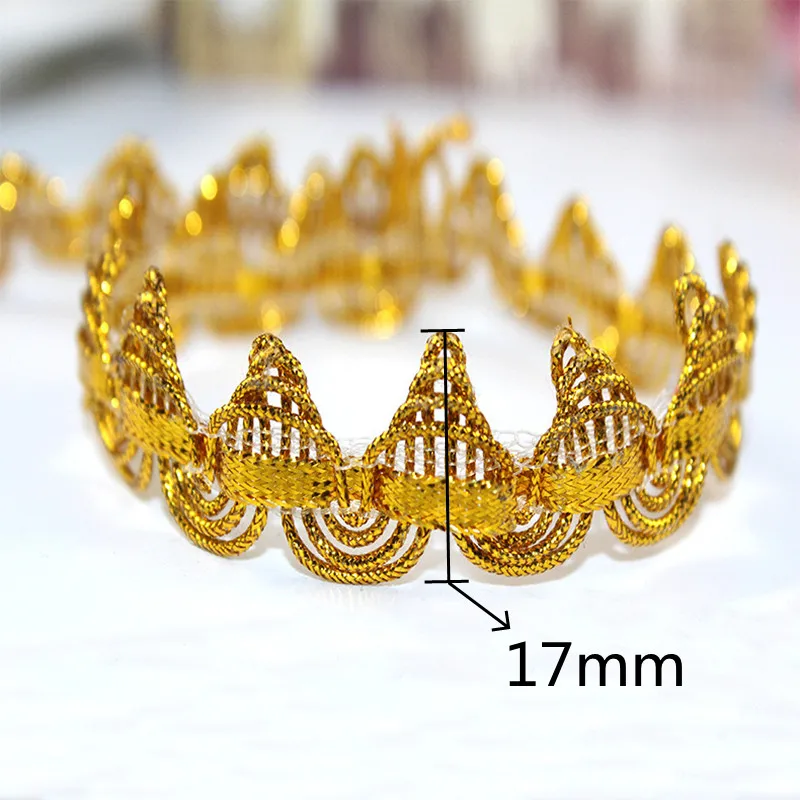 1.7cm Crocheted Gold Lace Trimming Ribbon Tape diy Wedding Cosplay Clothes Sewing fabric Handmade Headwear Ornaments 10Yards/lot lace ribbon lace sewing supplies lace sewing accessories lace garment accessories lace hair accessories lace decoration lace accessories