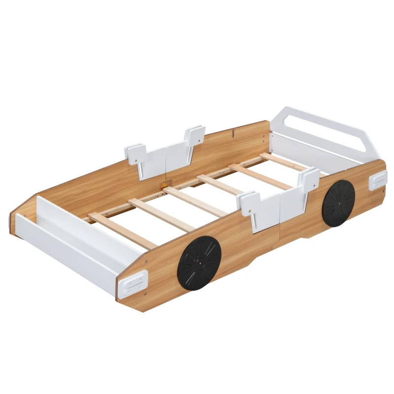 Wood Twin/Full Size Racing Car Bed, modern design cute children's single bed, youth bed, with small bookshelf 3