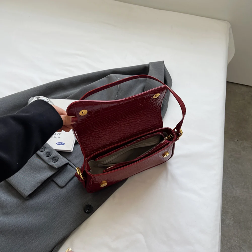 PU Leather Women Single Shoulder Bag Solid Color Vintage Satchel