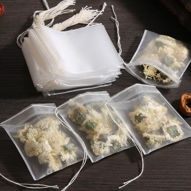 100 Pcs Disposable Tea Bags Filter Bags Tea Infuser String Heal Seal Food Grade Non-woven Fabric