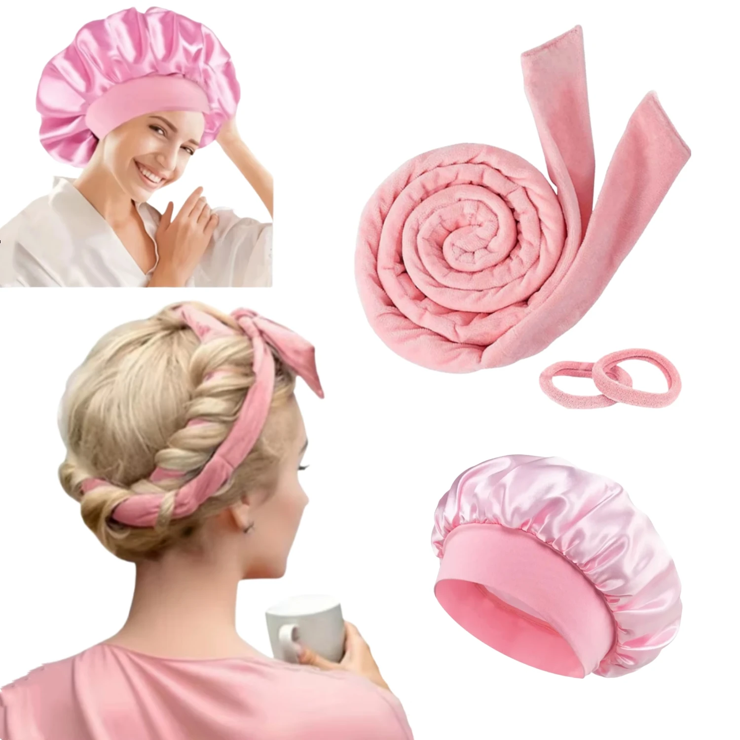 Heatless Curling Rod Headband Satin Bonnet Soft Hair Curler No Heat Hair Rollers Curlers Lazy Curls Sleeping Cap Styling Tools hair styling tool hair curling tools