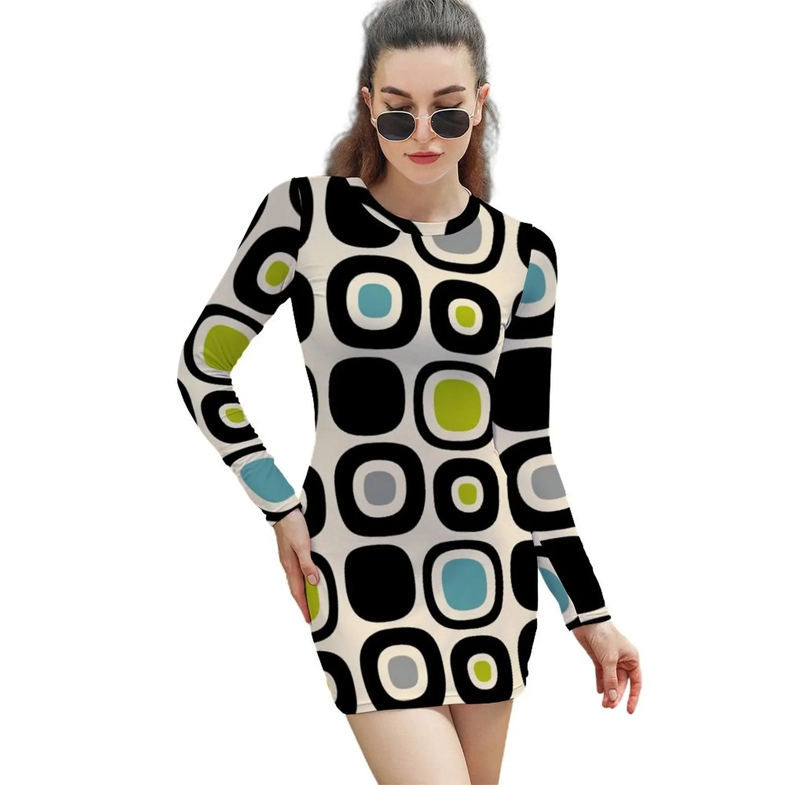 

Retro Mid Century Modern Garden Path Pattern 205 Long-Sleeved Sheath Dress summer dress women 2024 bandage dress