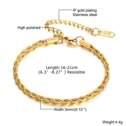 Elegant Gold Plated Stainless Steel Herringbone Chain Bracelet - Stackable, Non Tarnish, Waterproof Jewelry Gift (BR - 979G - 16 - 3)