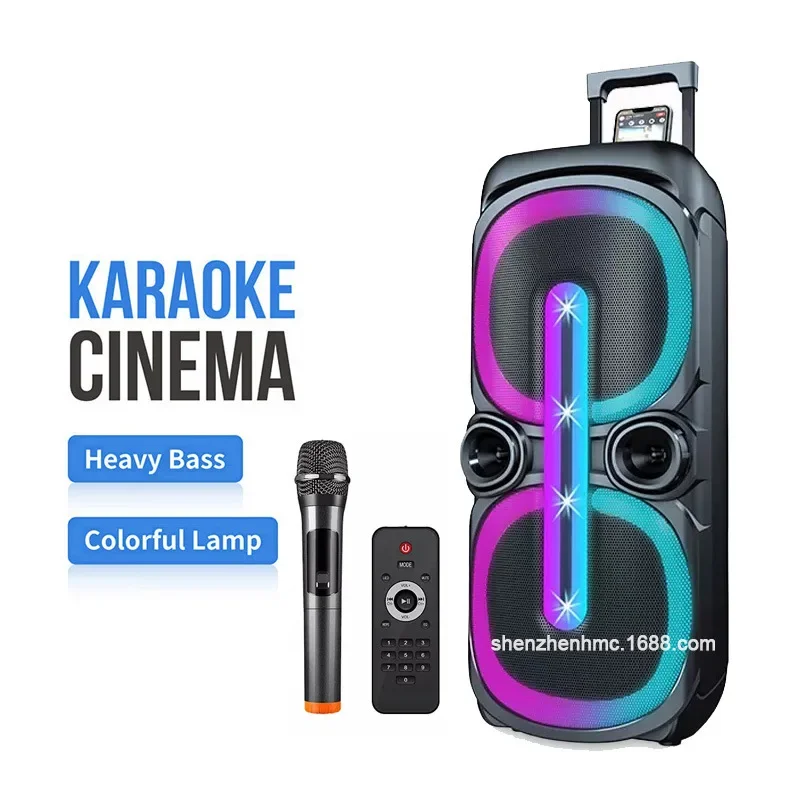 

P.M.P.O 400W 10 Inch Karaoke Bluetooth Speaker Portable Double Horn Outdoor Subwoofer Wireless Column Bass Sound with Mic FM