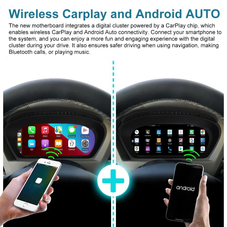 Pantalla Digital Inalámbrica Carplay Android Auto de 12.3'' para BMW X3 F25 X4 F26 X5 E70 F15 X6 E71 F16 CIC CCC NBT EVO, Panel LCD, Velocímetro, Instrumento Virtual, Bluetooth 2