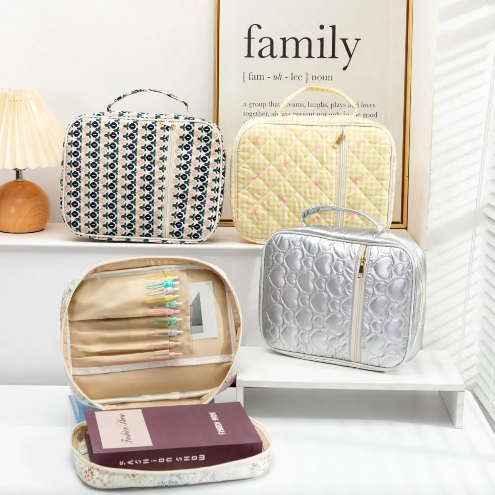 Quilted Portable Book Sleeve with Zipper Dustproof Carrying Case