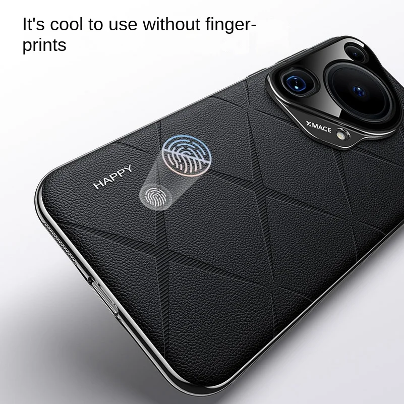 Luxury Leather Case with Camera Lens Protection - Hard Slim Textured Cover