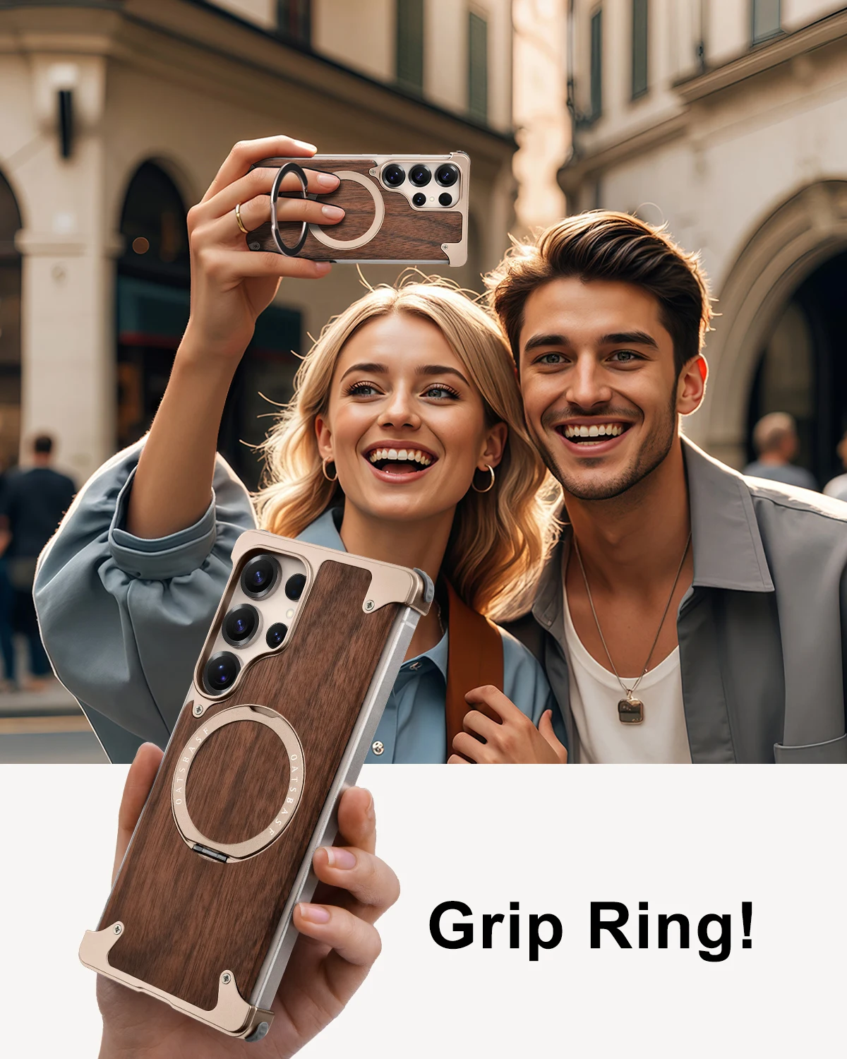 Eary Wood Case for Galaxy S25 S24 Ultra With 360° Rotation Kickstand Shockproof Protective Cover Unique Wooden Design Frameless