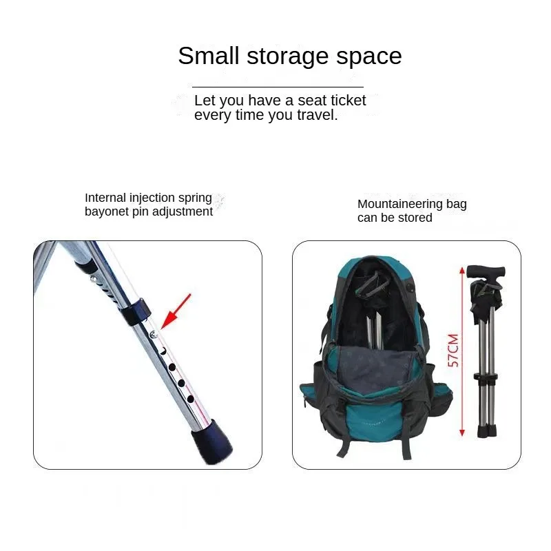 New Telescopic Walking Stick With Seat Adjustable Lightweight Folding Cane Chair for Elderly, Outdoor Hiking Camping Stool