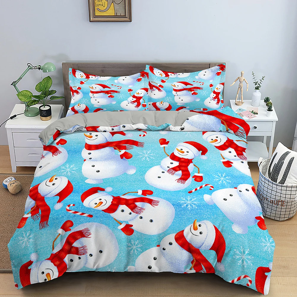 

Christmas Snowman Duvet Cover Hat Merry Style Decor King Queen Full Sizes for Women Men Kids Holiday Gifts