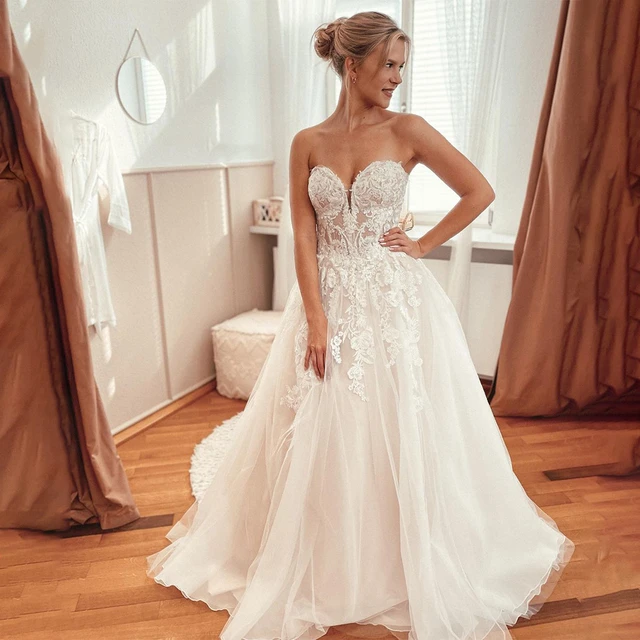 Vintage Sweetheart Lace Applique Tulle A Line Wedding Dresses Formal Bridal  Grown 2023 Rode De Morrie