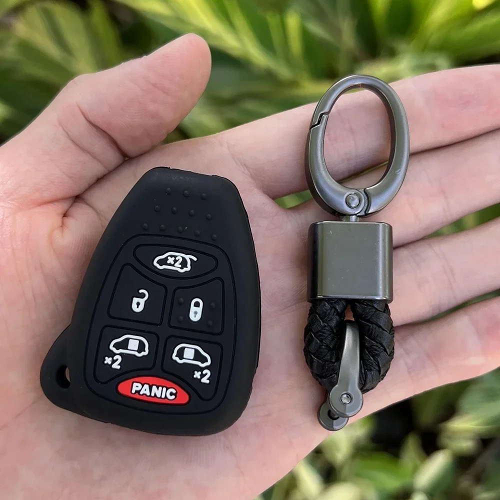 Car Key Case For 2004 2005 2006 2007 Dodge Chrysler Grand Voyager Town & Country 6 Buttons Silicone Key Cover Protect Skin Keychain