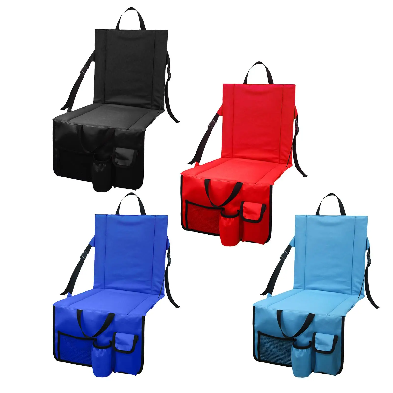 Portable Stadium Chair with Cushion Mat Cup Holder Wide for Camping Outdoor