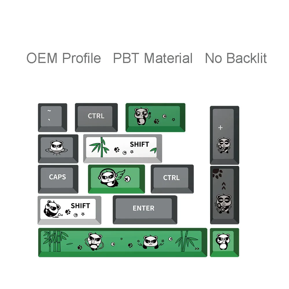 14 keys cute panda pbt keycaps oem shift spacebar backspace enter esc