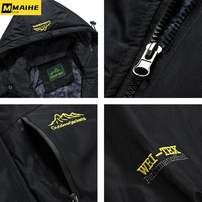 2023 Autumn Winter New Men Fashion Windproof Hooded Jackets Men Winter Warm Waterproof Large Size Detachable Hat Men's Jackets