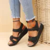 PU Women Chunky Platform Sandals Casual Soft Open-Toe Sandals without Grinding Feet for Walking Shopping Stroll 4