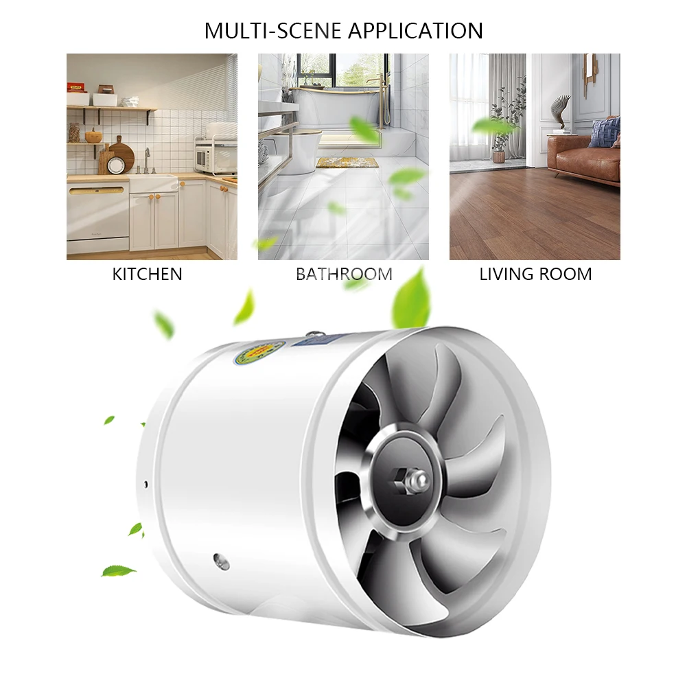 4/6/7/8 Inch Exhaust Fan Metal Pipe Exhaust Intake Fans 220V Powerful Ventilation for Restaurants Kitchens Supermarkets and More