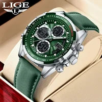 Fashion Mens Watches Luxury Leather Strap Business Quartz Wristwatch Outdoor Sports Waterproof Man Watch LED Dual Display Clock 1