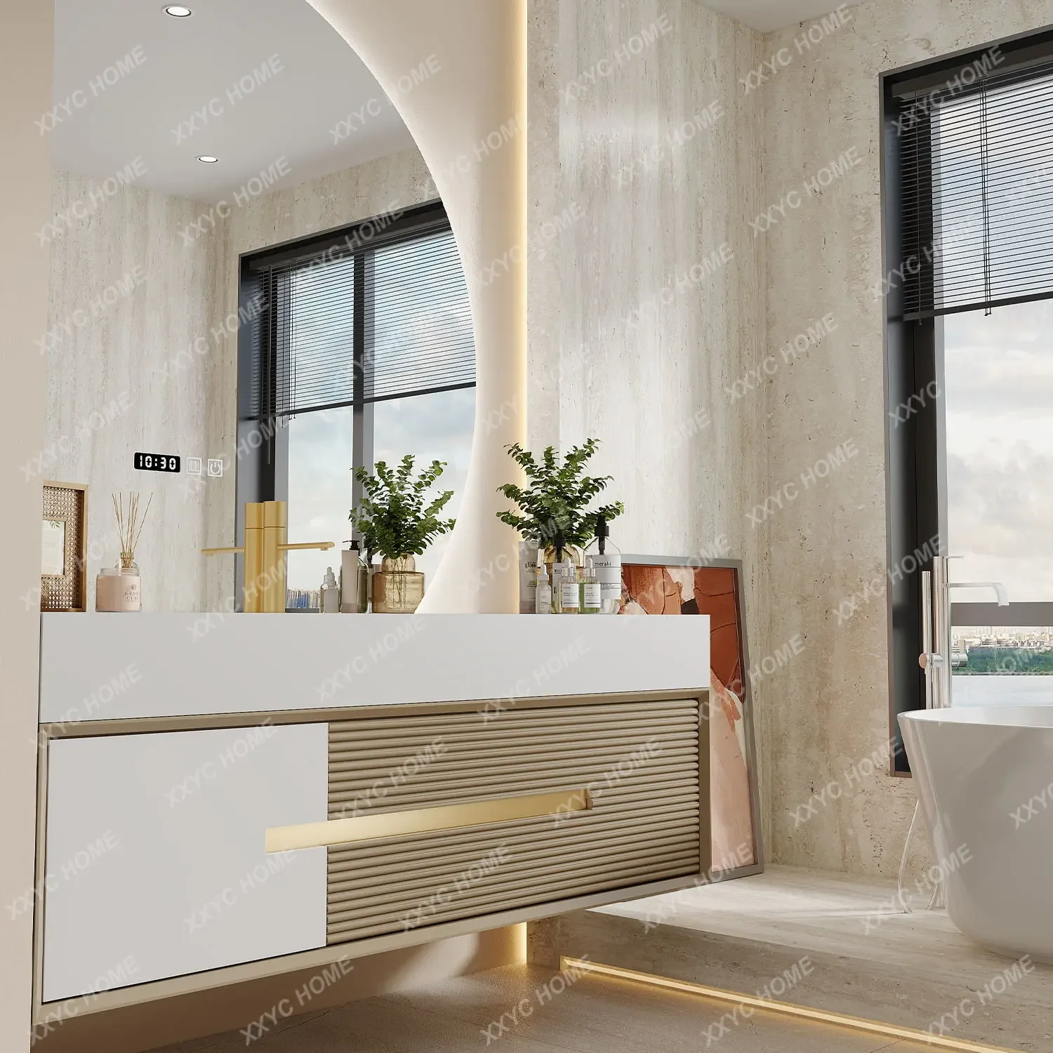 Bathroom Cabinet Combination Simple Smart Cabinet French Cream Style Washstand Wash Basin Combination