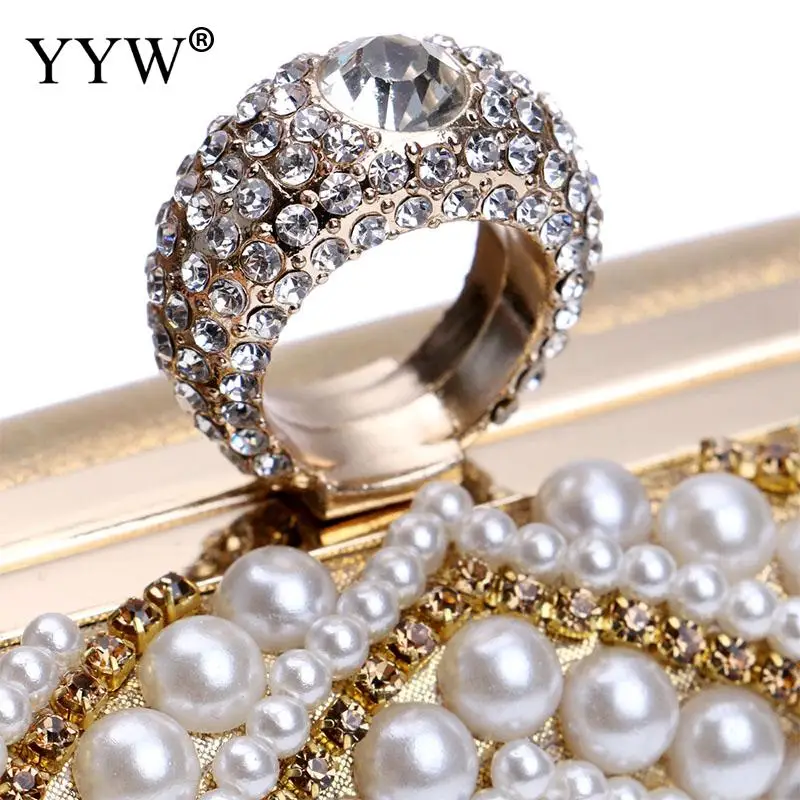 Luxury Rounded Crystal Bead Diamond Evening Bags Women Wedding Party Pearl Clutch Purse Lady Rhinestone Handheld Banquet Wallet