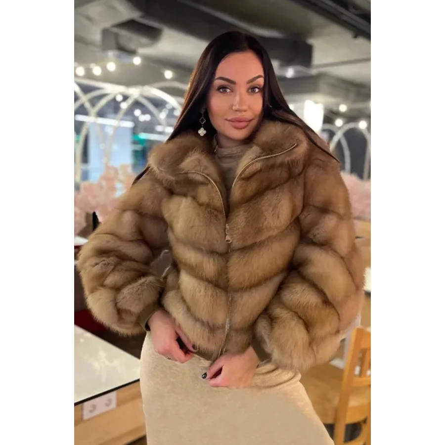 

Женское пальто из натурального меха, зимняя куртка из лисьего меха, Женское пальто из натурального меха, роскошный популярный стиль