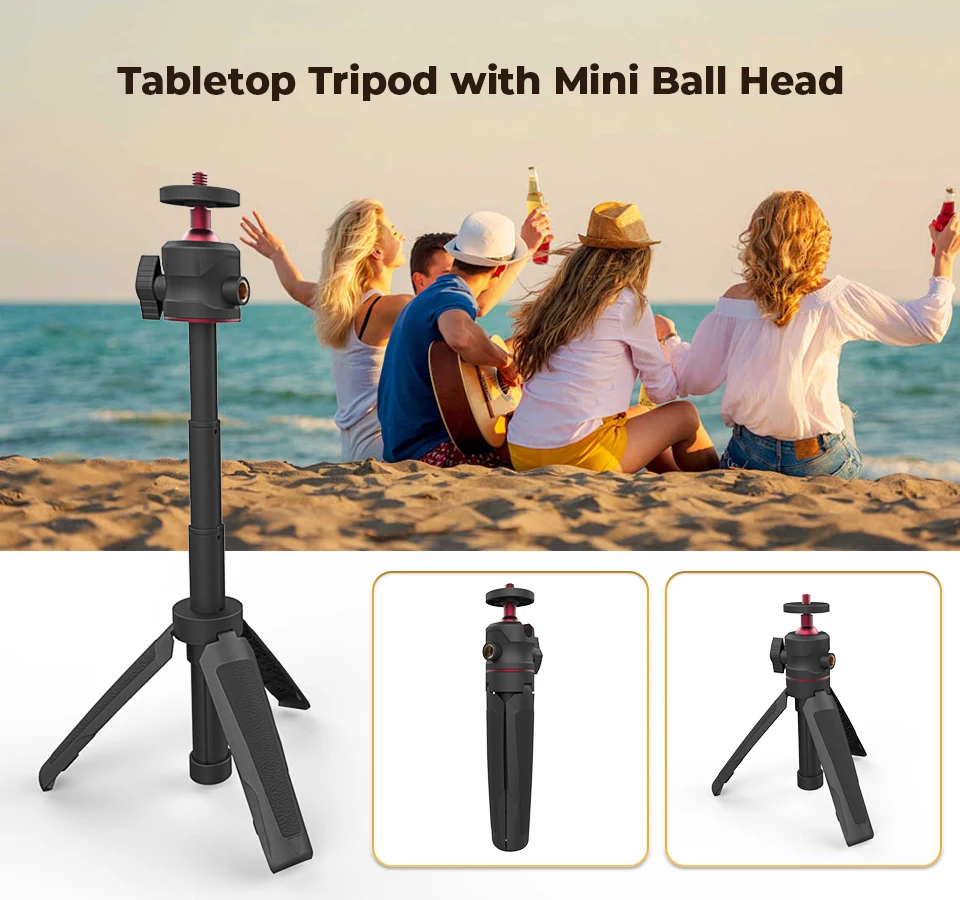 Foldable Tripod With Cold Hot Shoe 1/4'' Ball Head Mini Table Holder Bracket For