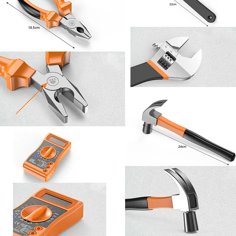 Caisse 118 outils électricien tournevis pince marteau clé douille m