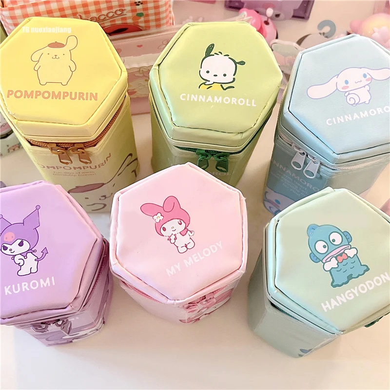 JapaneseSanrio Pencil Case Student Kuromi Storage Box Large Capacity Pen Holder Cinnamoroll Cute Pencil Case My Melody Organizer