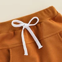 Toddler Baby Boys Girls Trousers Newborn Elastic Waist Adjustable Drawstring Solid Color Casual Loose Fit Long Pants For 0-3Yrs 5