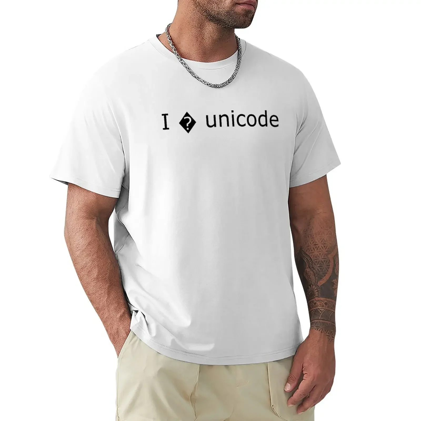 

I  unicode T-Shirt vintage clothes Short sleeve tee blacks mens cotton t shirts