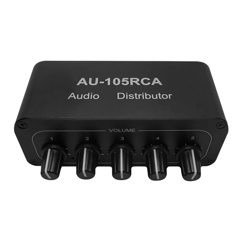 -[A51I 디지털]AU-105RCA 오디오 분배기 스테레오 오디오 믹서 1 입력 5 출력 RCA 볼륨 코퍼레이션용 다중 채널 오디오 분배기