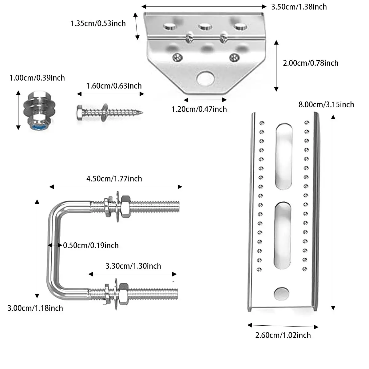 4PCS 8" Boat Trailer Bunk Bracket Galvanized Swivel Top Bunk Bracket Kit For 1.5"x3", 2"x3", 3"x3" Boat Trailer Crossmember