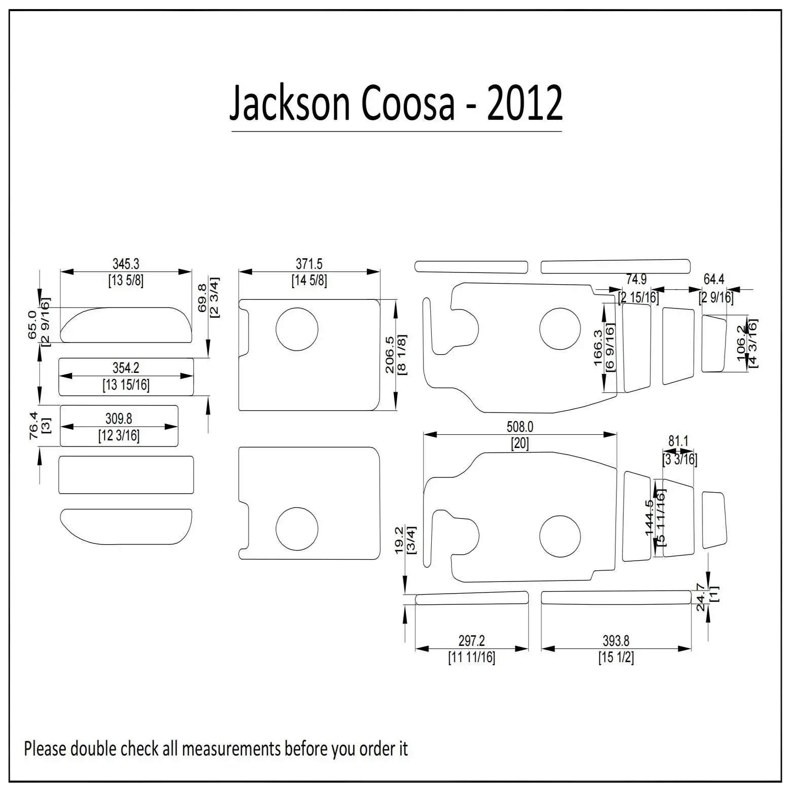 2012 Jackson Coosa Kayak Boat EVA Foam Deck Floor Pad Flooring