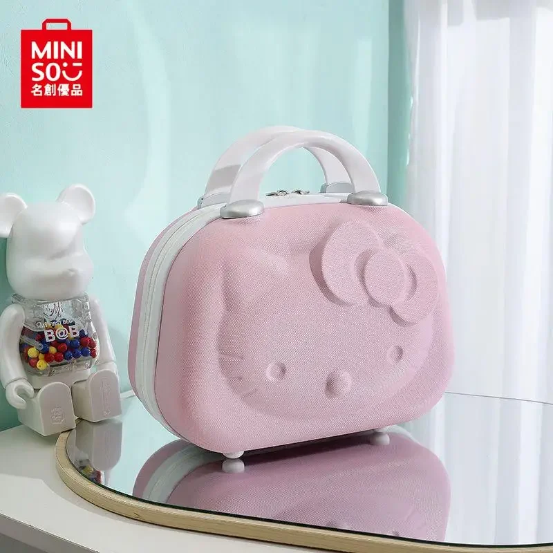 

MINISO Sanrios Anime Hello Kitty Cartoon Cute Mini Suitcase 14 Inch Makeup Case Kawaii Travel Small Suitcase Boarding Luggage