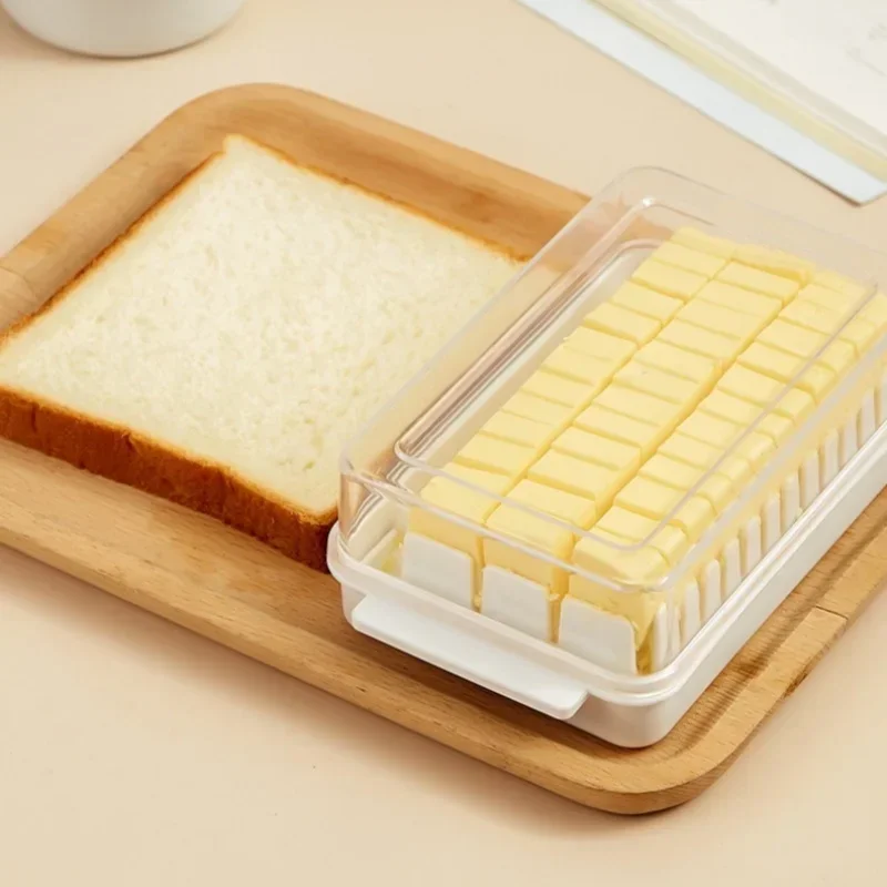 Plastic Yellow White Butter Cutting Storage Box Kitchen Accessories