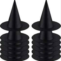12-Piece Black Halloween Witch Hat Set - Hanging Costume Accessories (Black)