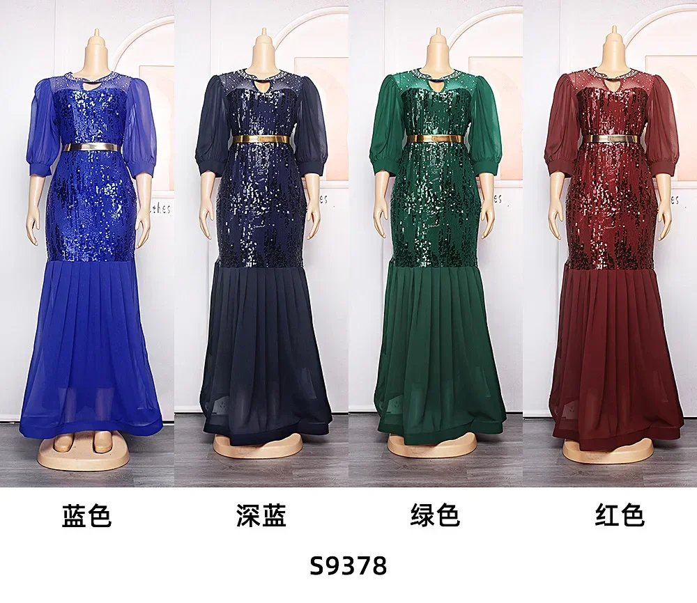

African Wedding Dresses for Women Dashiki Ankara Sequin Outfits Gown Plus Size Turkey Evening Party Long Maxi Dress Lady Clothes