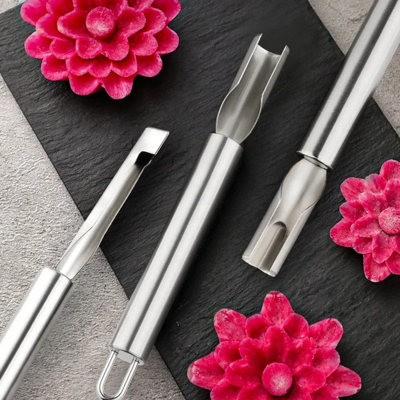 New Dish Placement Carving Set Stainless Steel Carving Knife Fruit Vegetable Carver Kitchen Gadget