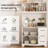 Coffee Bar Cabinet with Storage and Customizable Pegboard and Power Outlet, 71" Kitchen Buffet Sideboard with 3 Drawers and 3